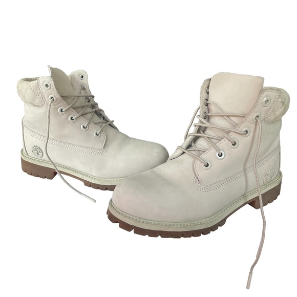 Timberland Lace Up Quilted top Premium Creme Taupe Boots Sz5 Sz37.5 - Picture 10 of 11
